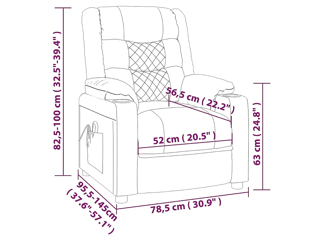 Fauteuil électrique de massage Noir Similicuir
