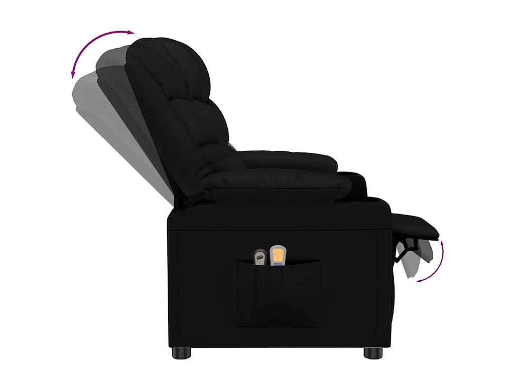 Fauteuil électrique de massage Noir Similicuir