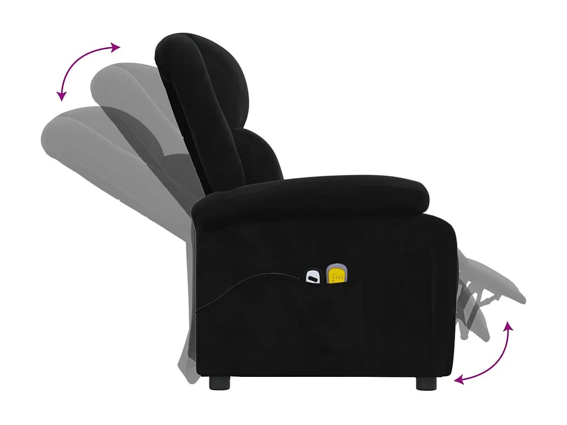 Sillón de masaje eléctrico terciopelo negro