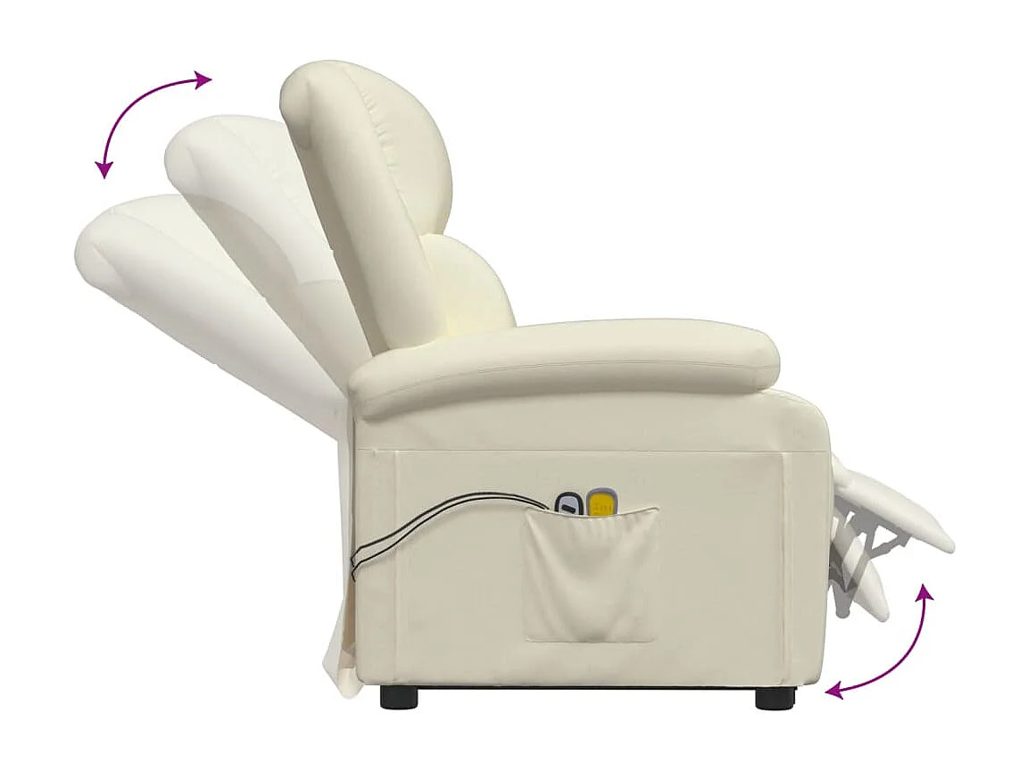 Massagesessel mit Aufstehhilfe Creme Kunstleder