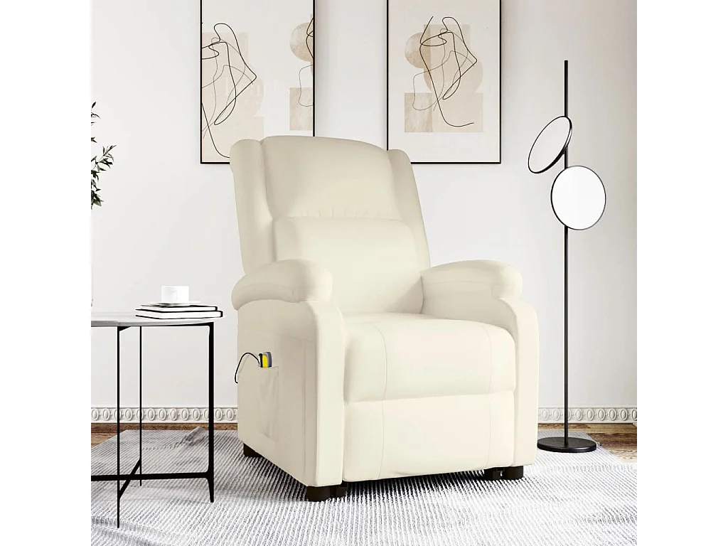 Massagesessel mit Aufstehhilfe Creme Kunstleder