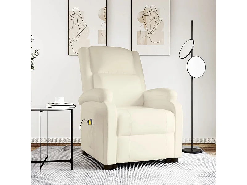 Massagesessel mit Aufstehhilfe Creme Kunstleder