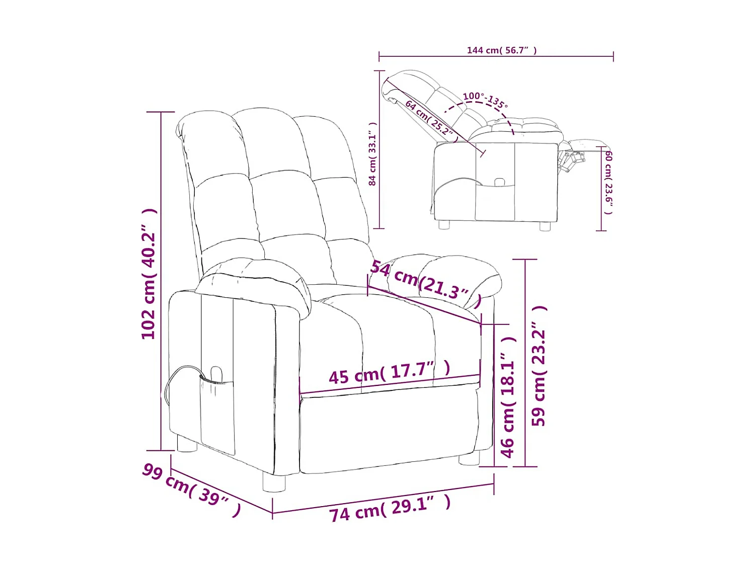 Massagesessel Taupe Stoff