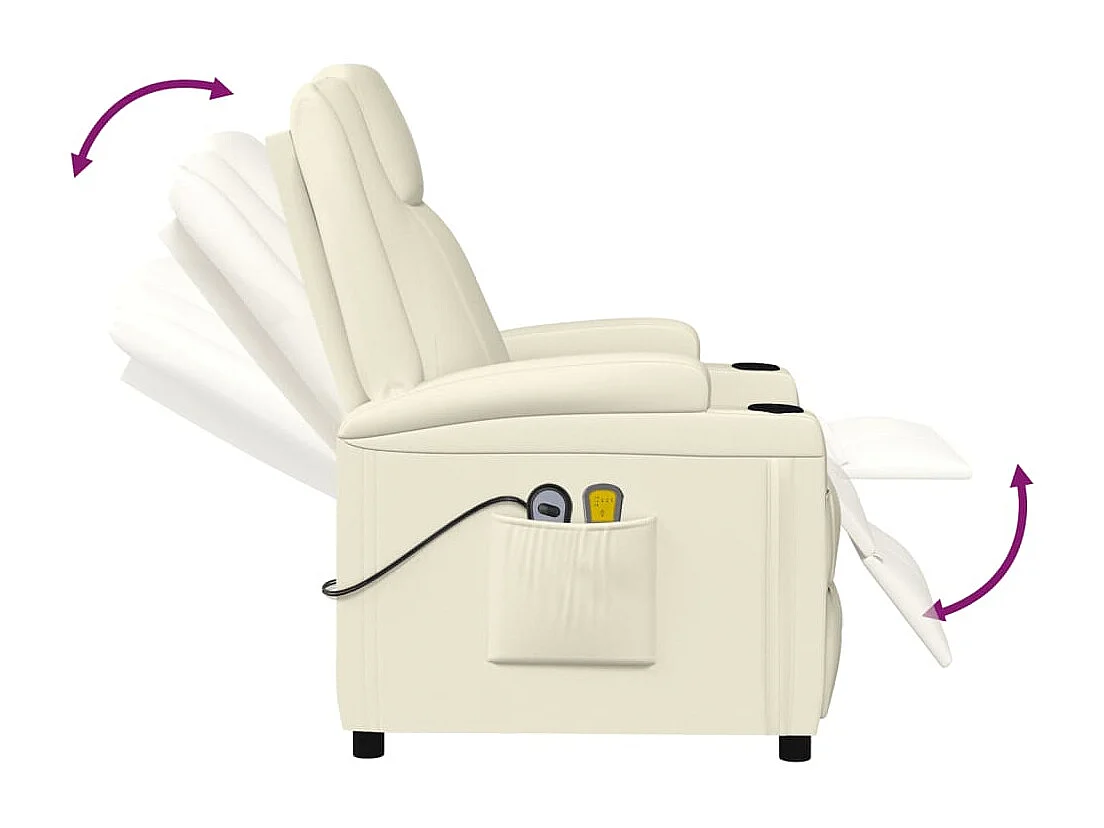 Fauteuil électrique de massage Crème blanc Similicuir