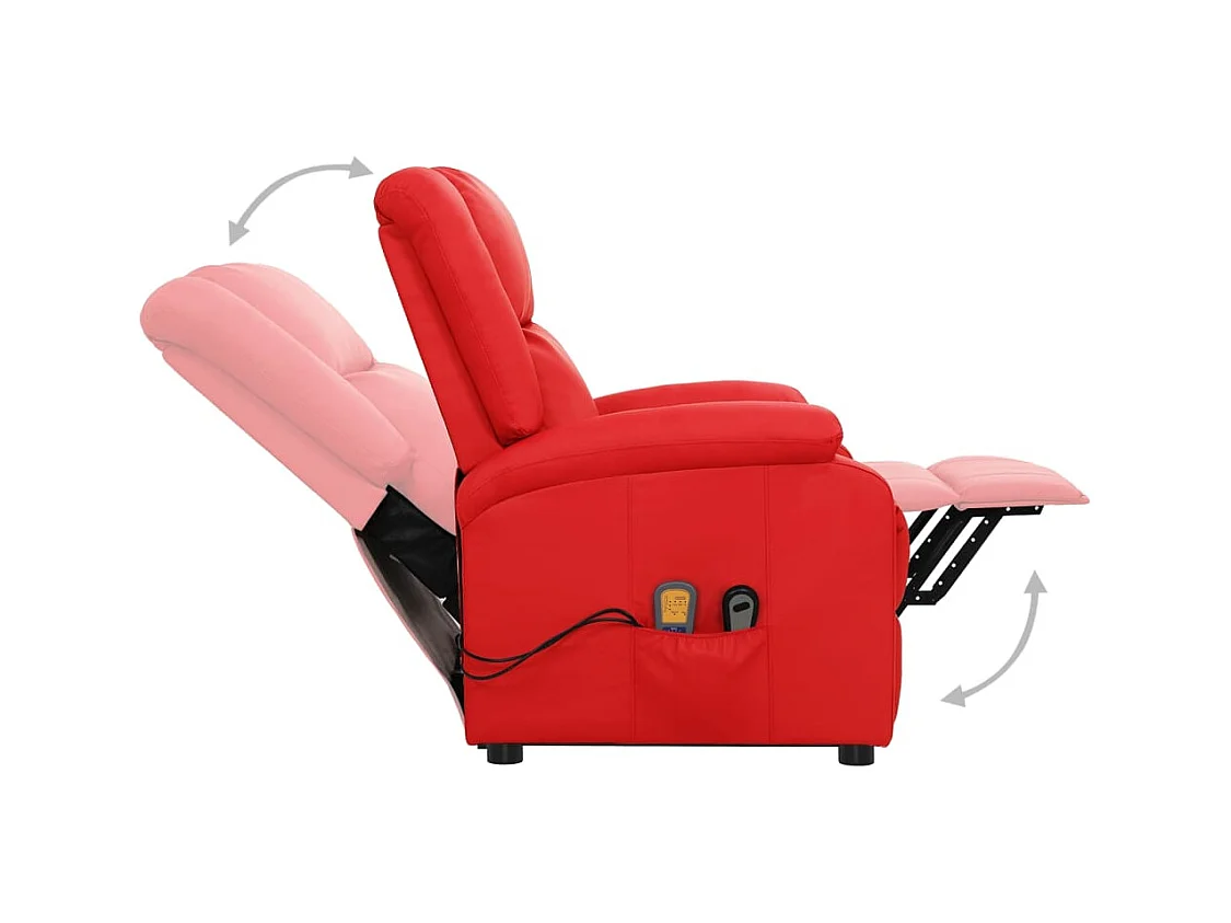 Massagesessel mit Aufstehhilfe Rot Kunstleder