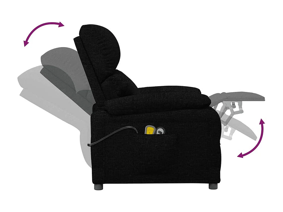 Fauteuil électrique de massage Noir Tissu