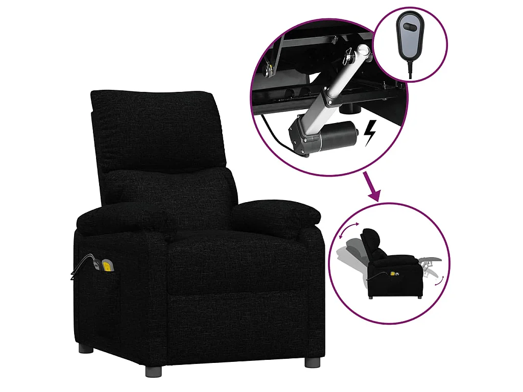 Massagestoel elektrisch stof zwart