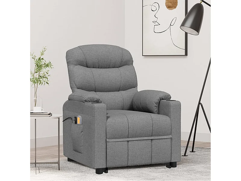 Massagesessel mit Aufstehhilfe Hellgrau Stoff