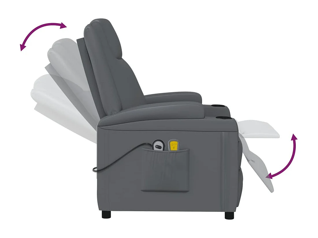 Massagestoel elektrisch kunstleer antracietkleurig