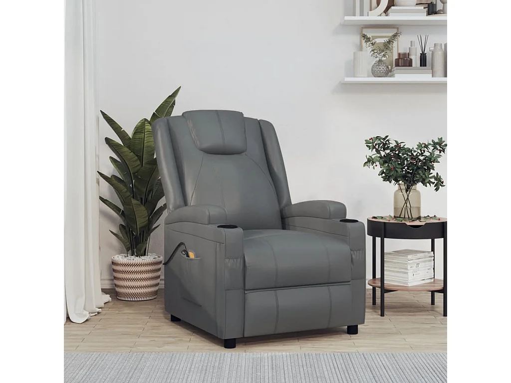 Fauteuil de massage électrique Anthracite Similicuir