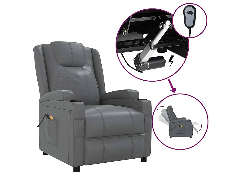 Fauteuil de massage électrique Anthracite Similicuir