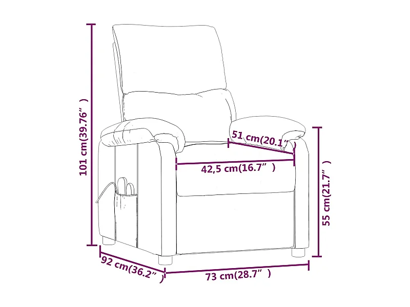 Massagesessel Dunkelbraun Stoff