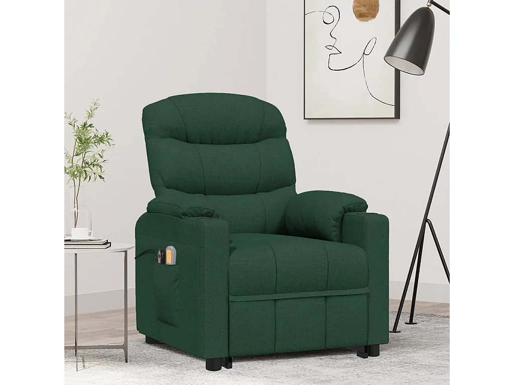 Massagesessel mit Aufstehhilfe Dunkelgrün Stoff