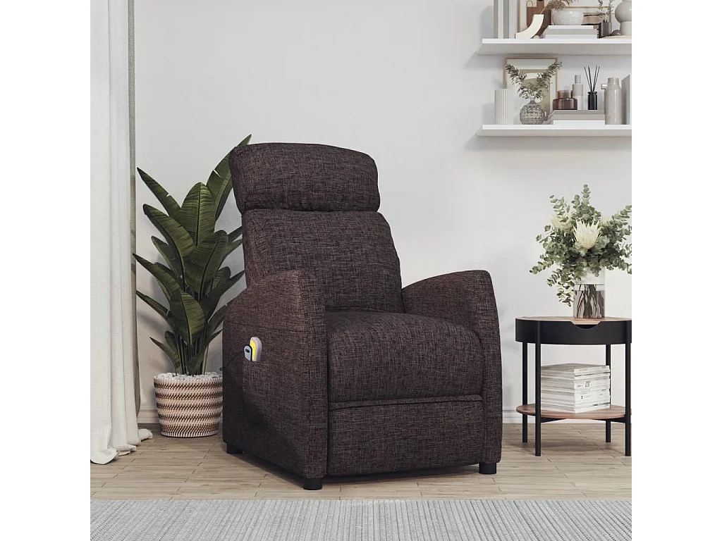 Fauteuil électrique de massage Marron foncé Tissu