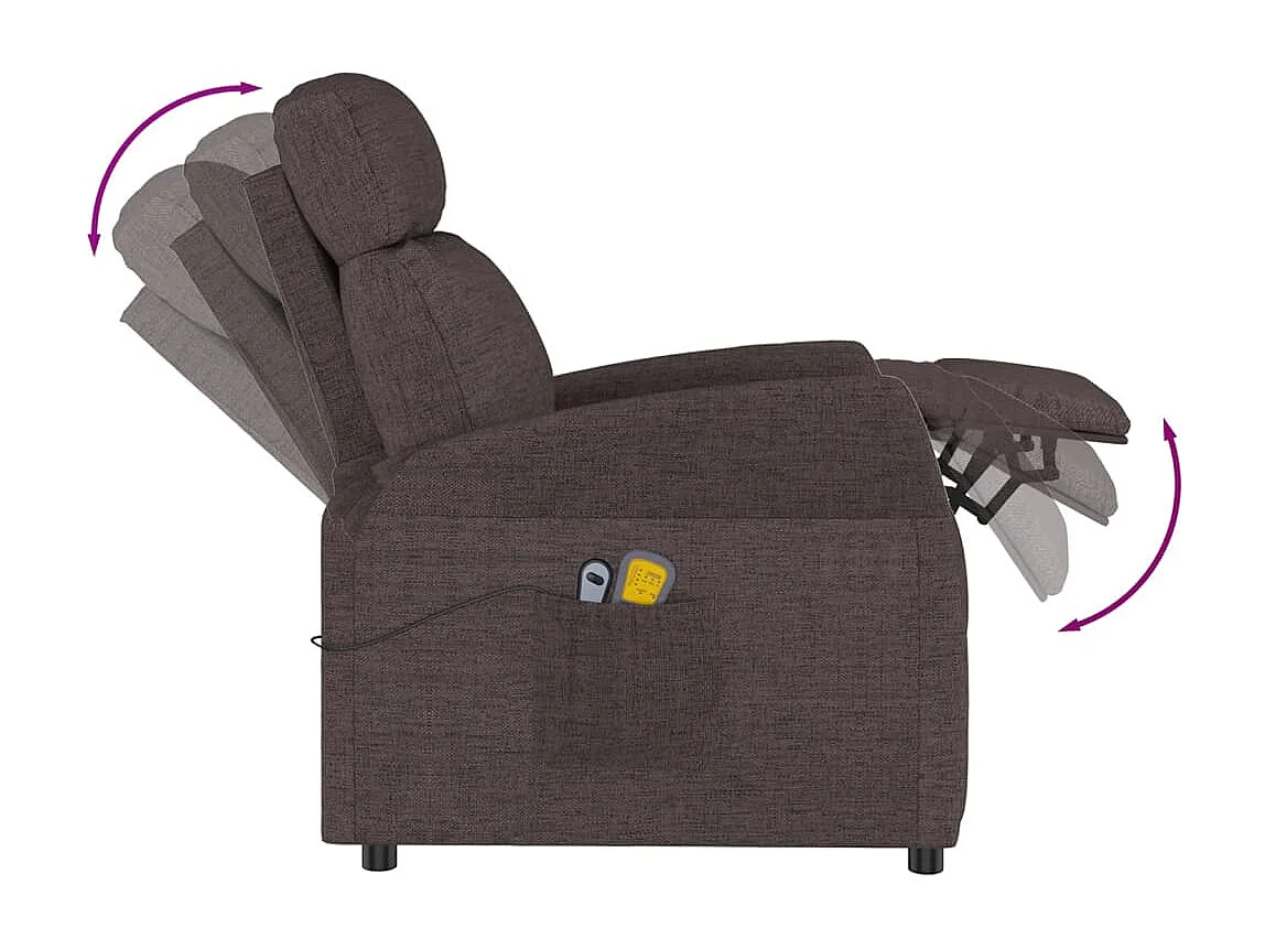 Fauteuil électrique de massage Marron foncé Tissu