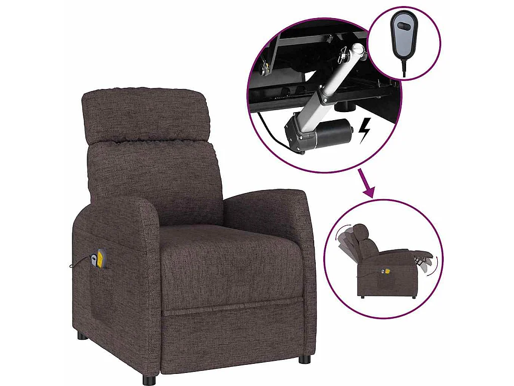 Fauteuil électrique de massage Marron foncé Tissu