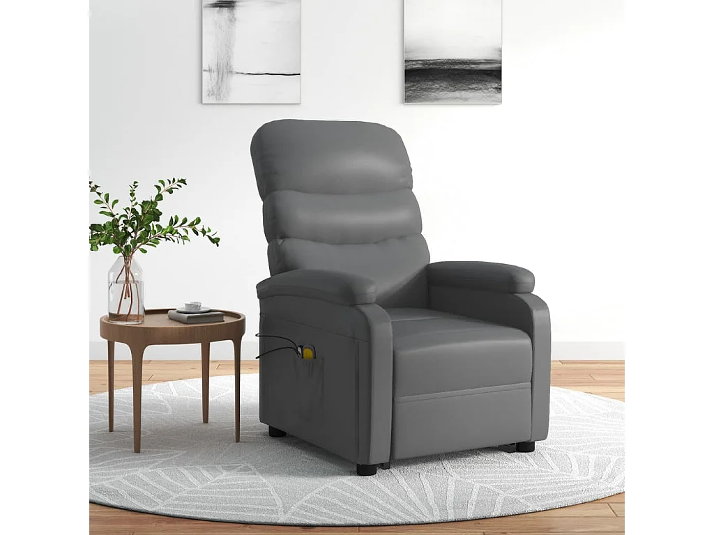 Sillón elevable de cuero sintético gris antracita