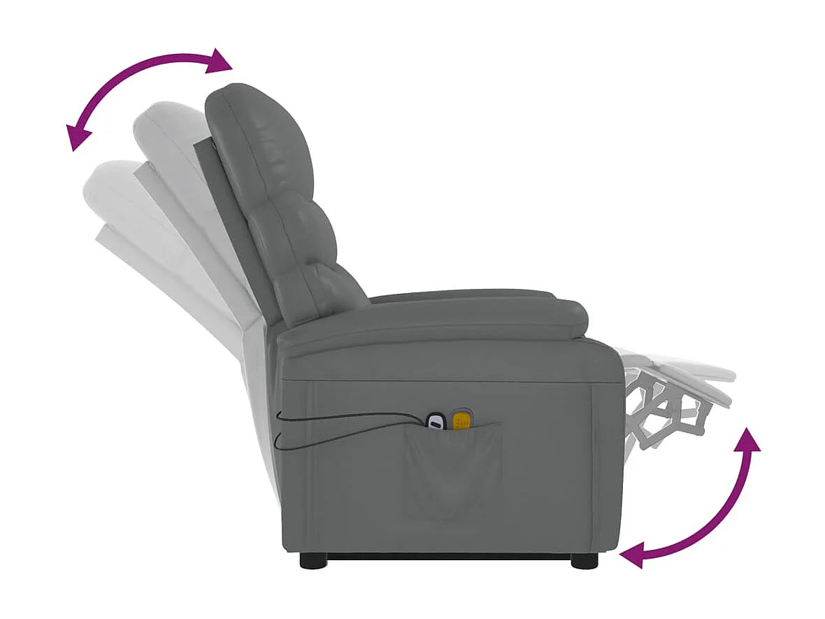 Sillón elevable de cuero sintético gris antracita