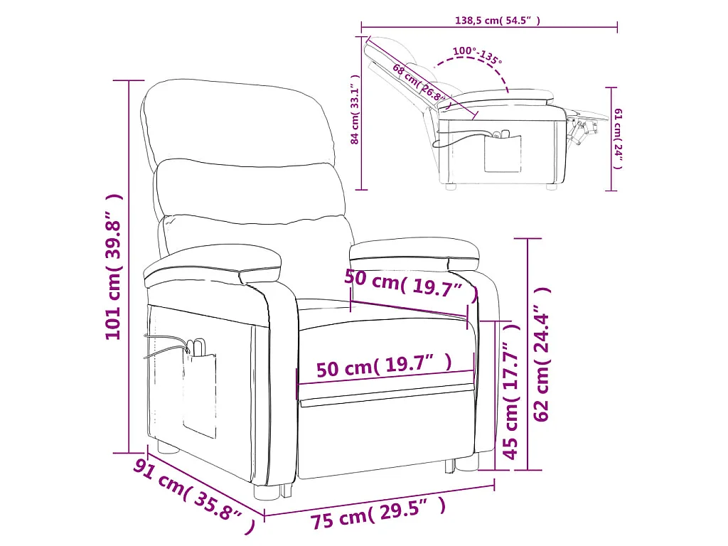 Fauteuil de massage Anthracite Similicuir