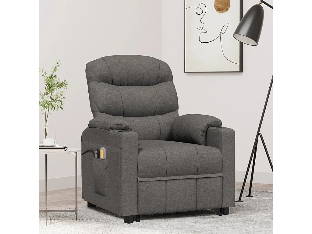 Massagesessel mit Aufstehhilfe Dunkelgrau Stoff
