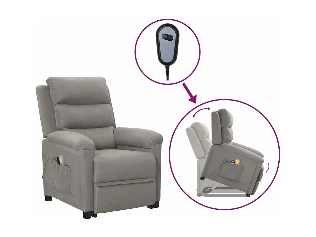 Fauteuil de massage inclinable Gris clair Tissu