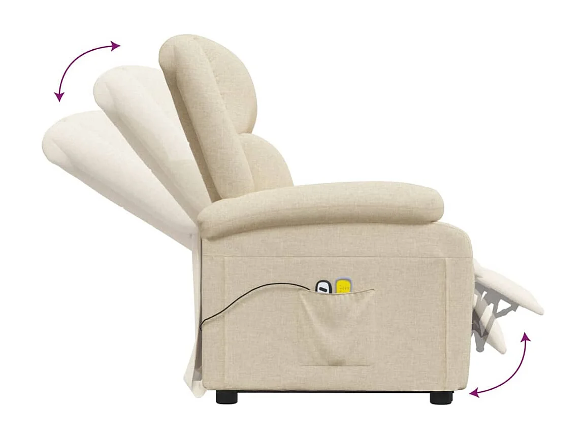 Massagesessel mit Aufstehhilfe Creme Stoff