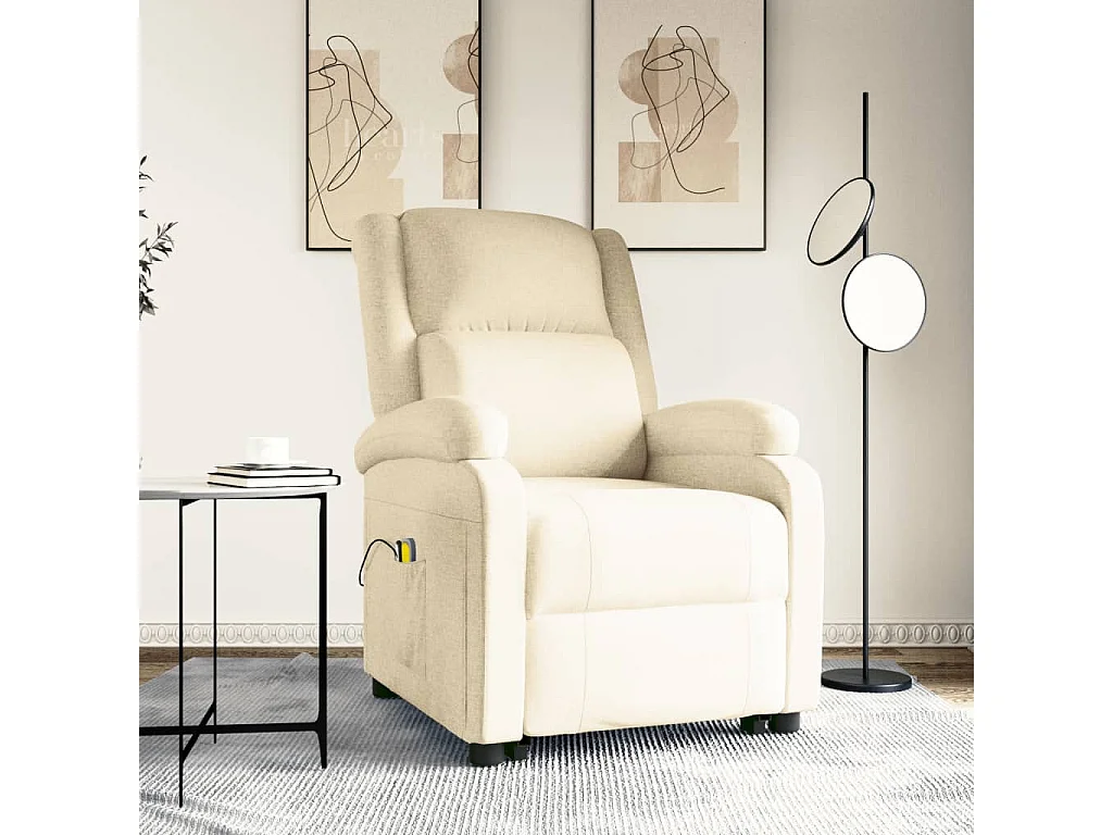 Massagesessel mit Aufstehhilfe Creme Stoff