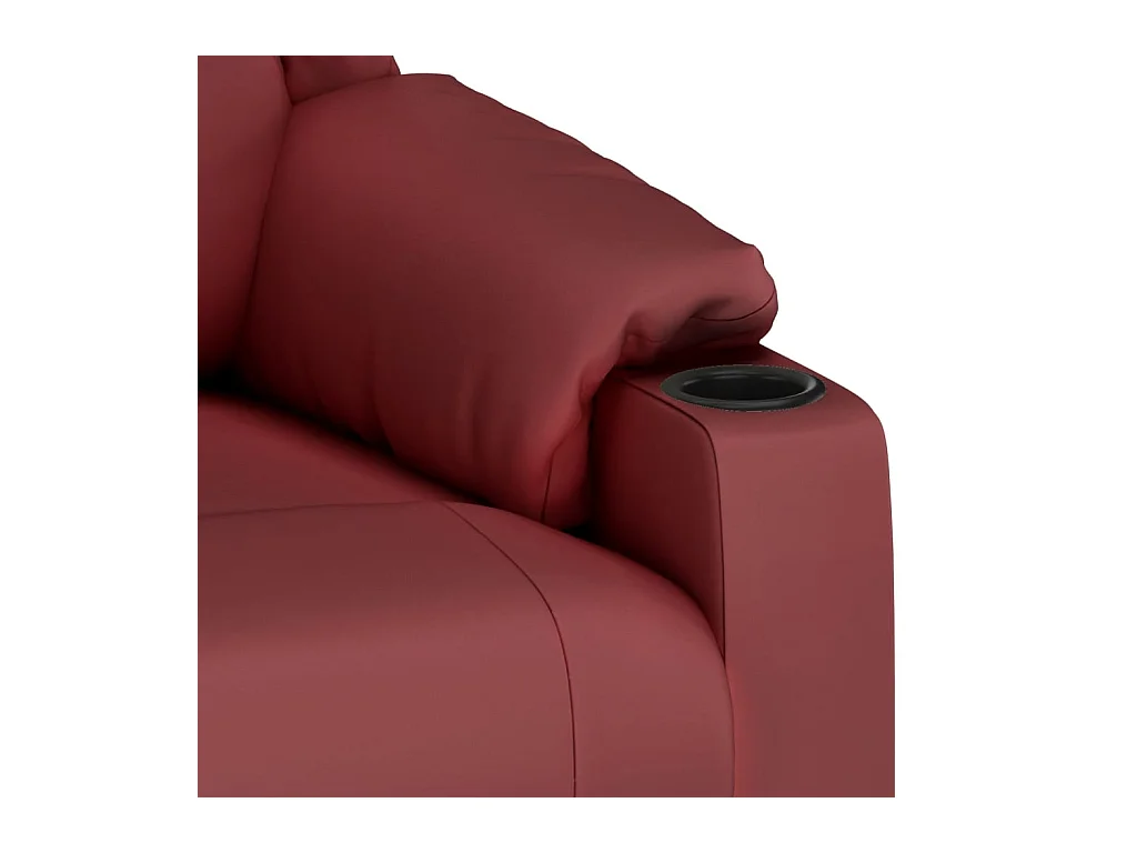 Sillón de masaje de cuero sintético rojo tinto