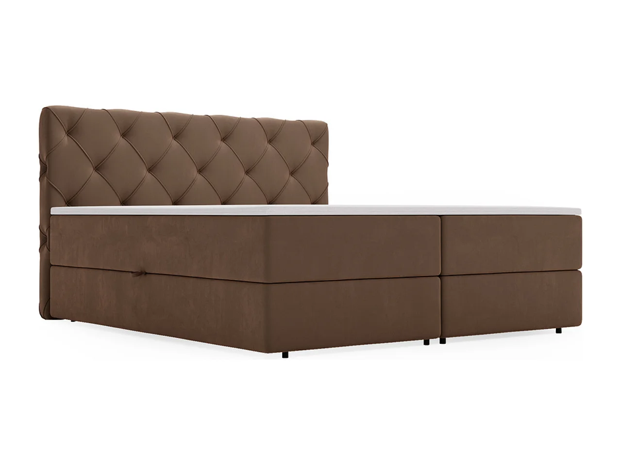 Boxspringbett mit Kopfteil - 180 x 200 - Samtstoff  - Braun - Matratze  - Topper  - NAPOLI