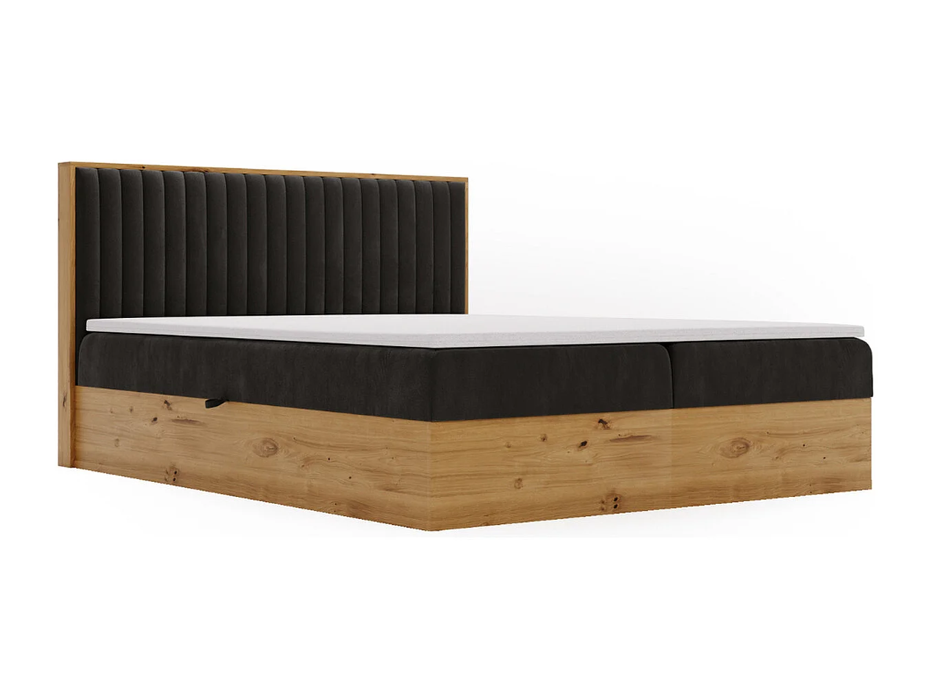 Boxspringbett mit Kopfteil - 160 x 200 - Samtstoff  - Anthracite - Matratze  - Topper  - FOREST