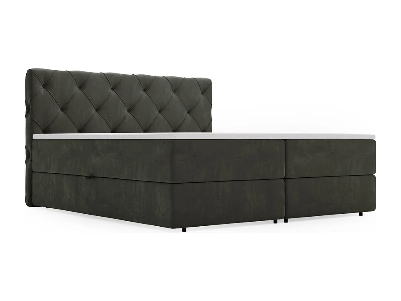 Boxspringbett mit Kopfteil - 180 x 200 - Samtstoff  - Grau - Matratze  - Topper  - NAPOLI