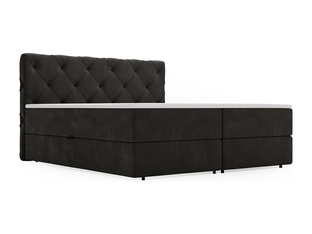 Boxspringbett mit Kopfteil - 140 x 200 - Samtstoff  - Anthracite - Matratze  - Topper  - NAPOLI