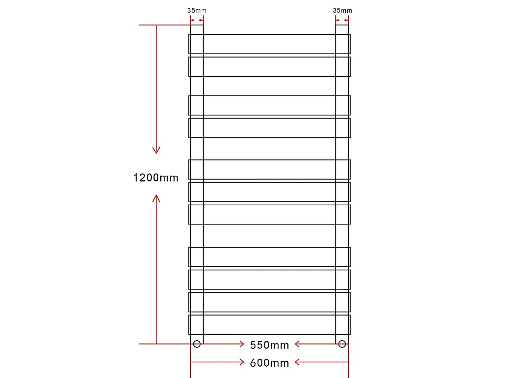 Radiator / handdoekenrek recht 600x1200 mm