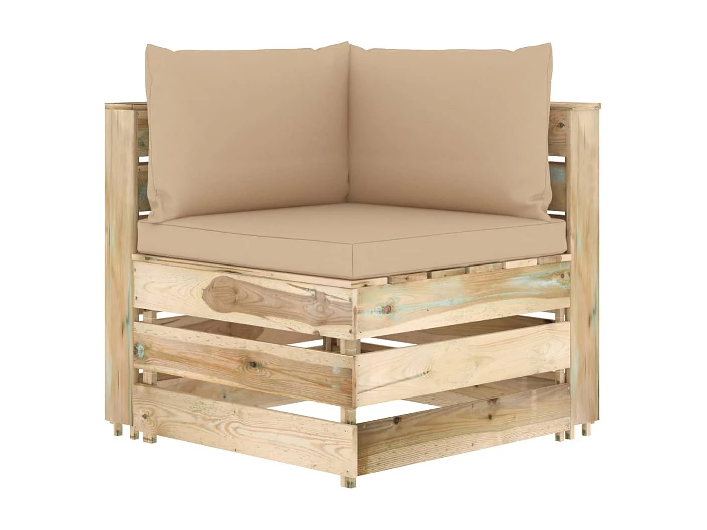 Modulares Ecksofa mit Kissen Grün Imprägniertes Holz