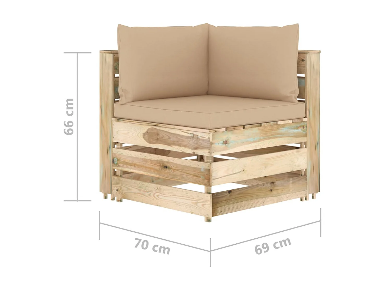 Modulares Ecksofa mit Kissen Grün Imprägniertes Holz