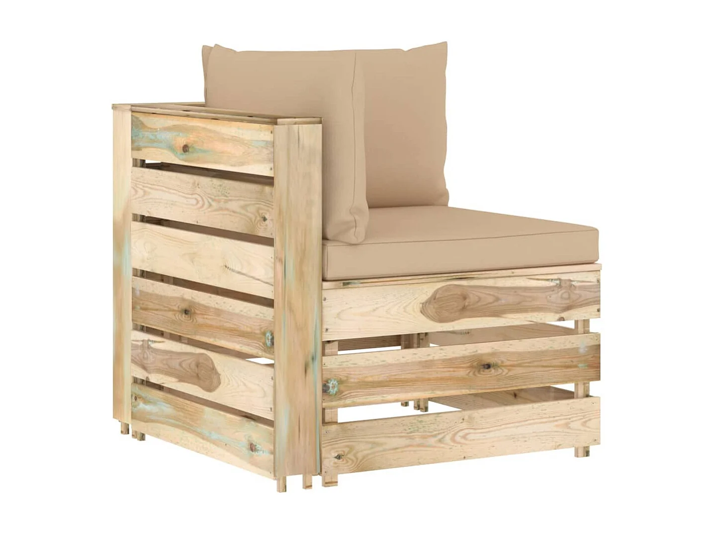 Modulares Ecksofa mit Kissen Grün Imprägniertes Holz