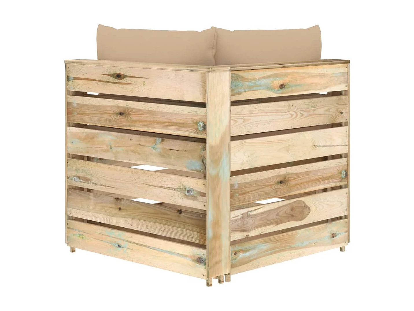 Modulares Ecksofa mit Kissen Grün Imprägniertes Holz