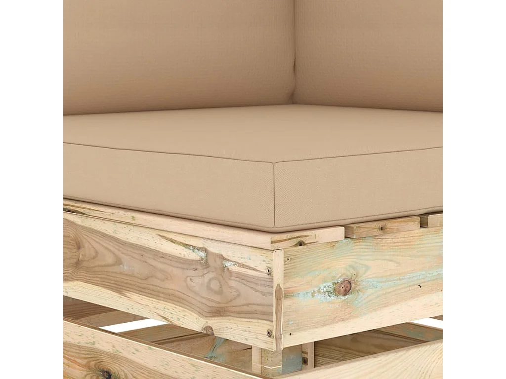 Modulares Ecksofa mit Kissen Grün Imprägniertes Holz