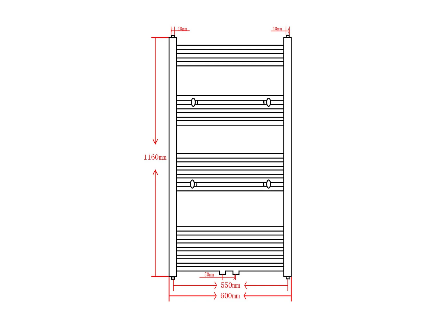 Radiator / handdoekenrek recht 600x1160 mm grijs