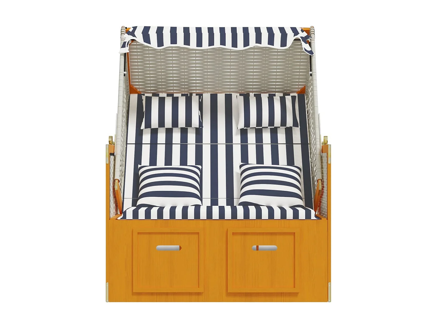 Strandkorb con Cuscini in Polyrattan Legno Massello Bianco Blu