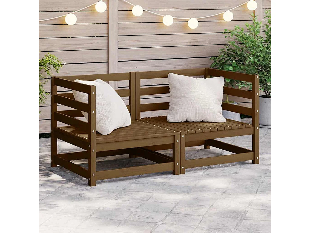 Canapés d'angle de jardin 2 pcs marron miel bois de pin solide