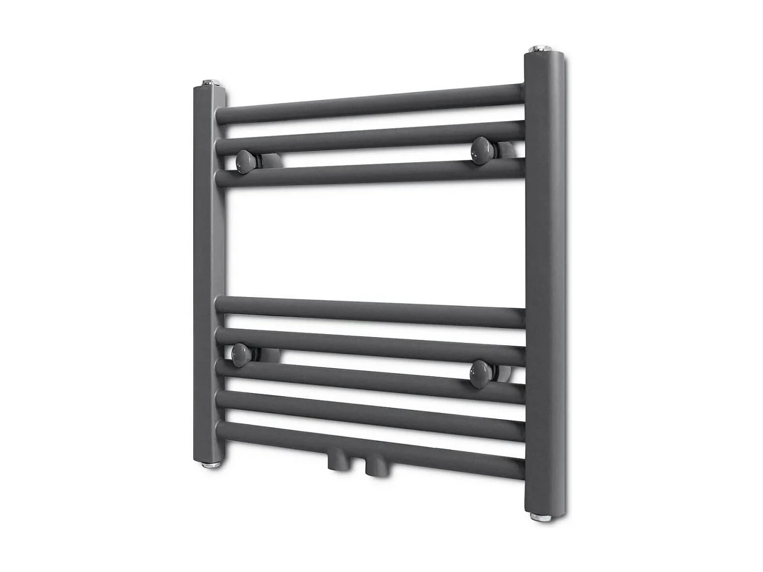 Sèche-serviettes eau chaude à rails droits gris de 480 x 480 mm