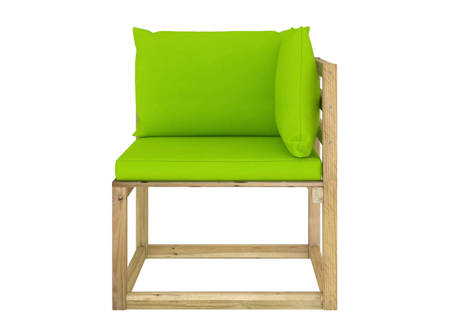 Canapé d'angle de jardin avec coussins Bois imprégné de vert
