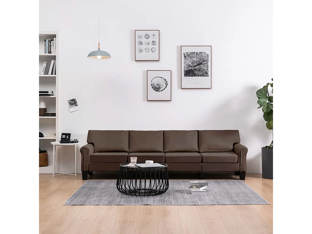 Canapé à 4 places Marron Tissu