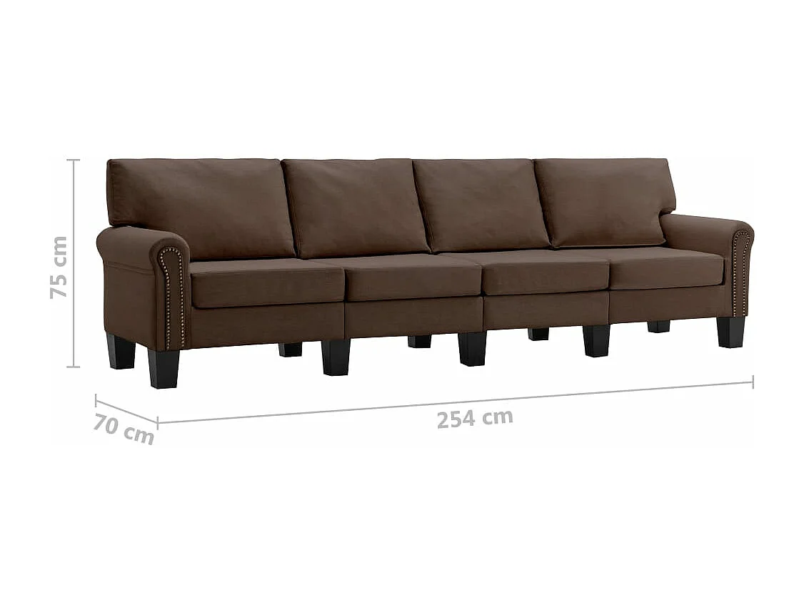 Canapé à 4 places Marron Tissu