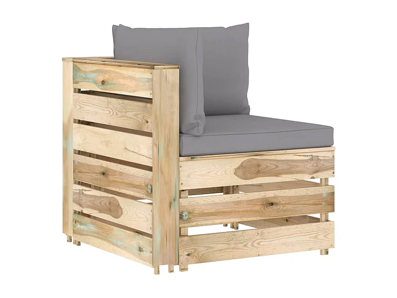 Modulares Ecksofa mit Kissen Grün Imprägniertes Holz