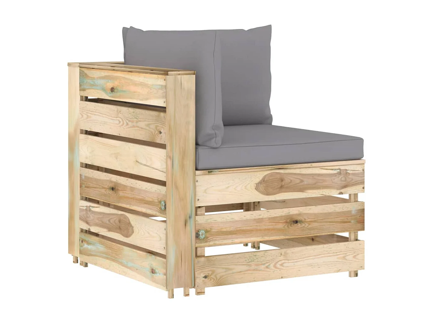 Modulares Ecksofa mit Kissen Grün Imprägniertes Holz