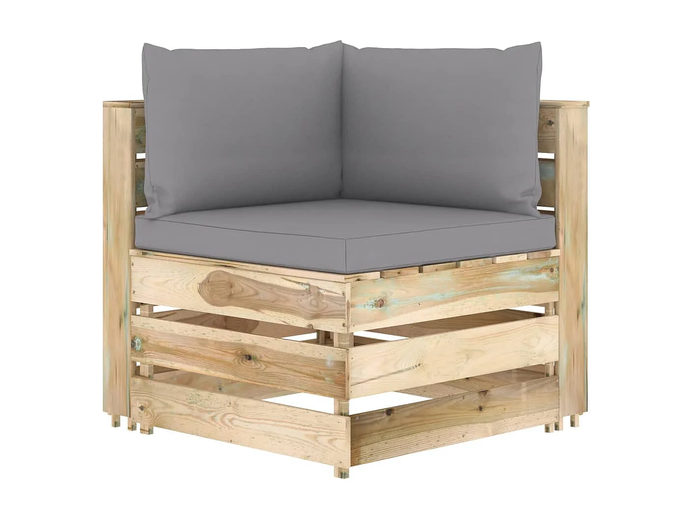 Modulares Ecksofa mit Kissen Grün Imprägniertes Holz