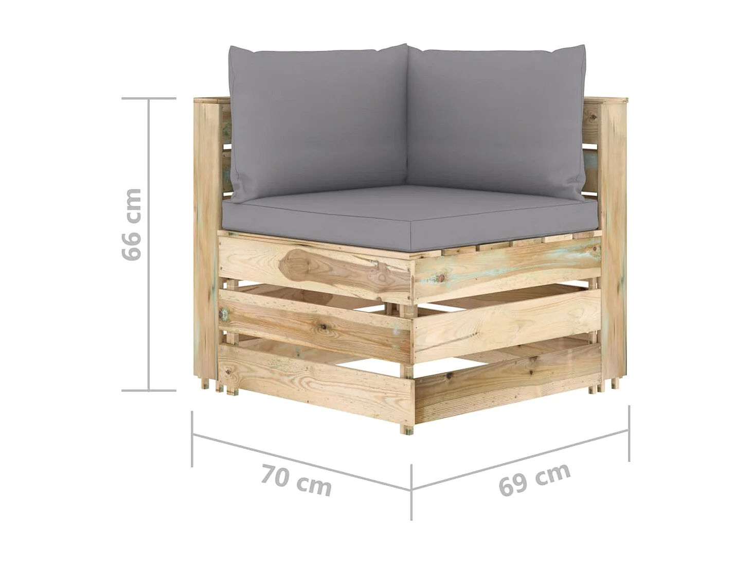 Modulares Ecksofa mit Kissen Grün Imprägniertes Holz