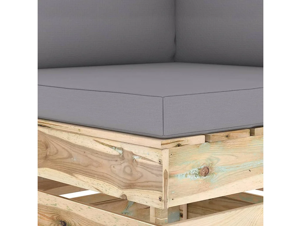 Sofá de esquina seccional con cojines madera impregnada verde